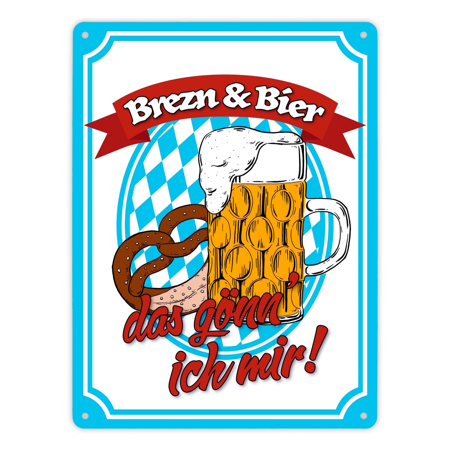 Brezn & Bier, das gönn' ich mir Metallschild XL in 21x28 cm