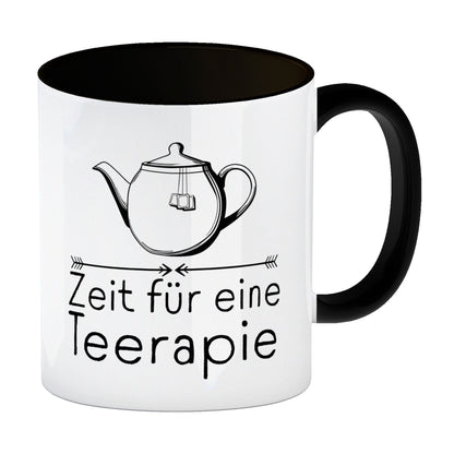 Zeit für eine Teerapie Kaffeebecher Schwarz