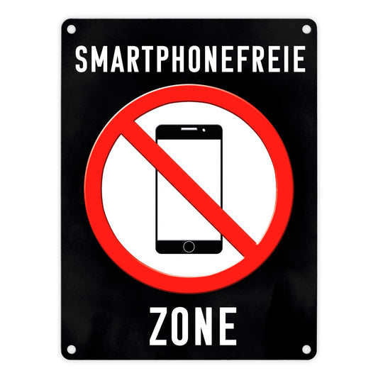 Smartphonefreie Zone Handy verboten Metallschild in 15x20 cm