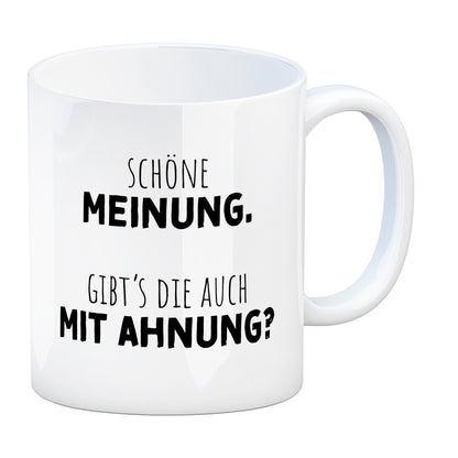 Klugscheißer Kaffeebecher mit Spruch Schöne Meinung aber keine Ahnung