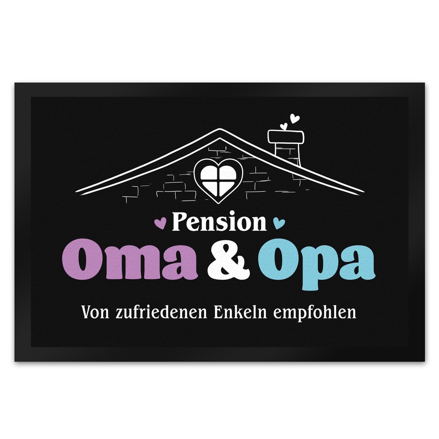 Pension Oma & Opa Fußmatte XL in 40x60 cm mit Spruch Von zufriedenen Enkeln empfohlen