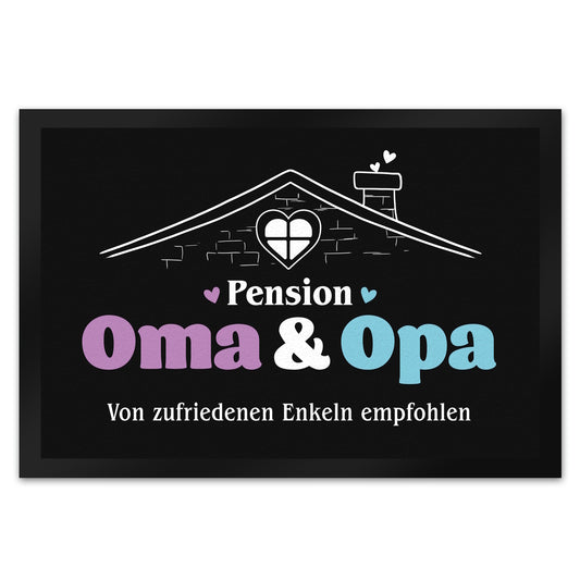 Pension Oma & Opa Fußmatte XL in 40x60 cm mit Spruch Von zufriedenen Enkeln empfohlen