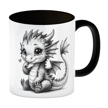 Niedlicher Drache Kaffeebecher in schwarz