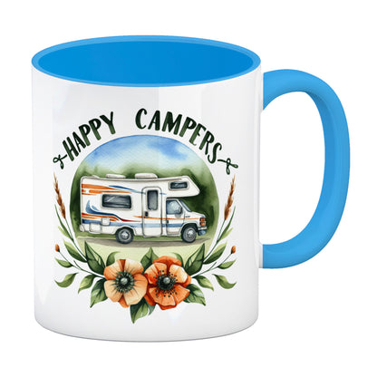 Wohnmobil Happy Campers Kaffeebecher in hellblau