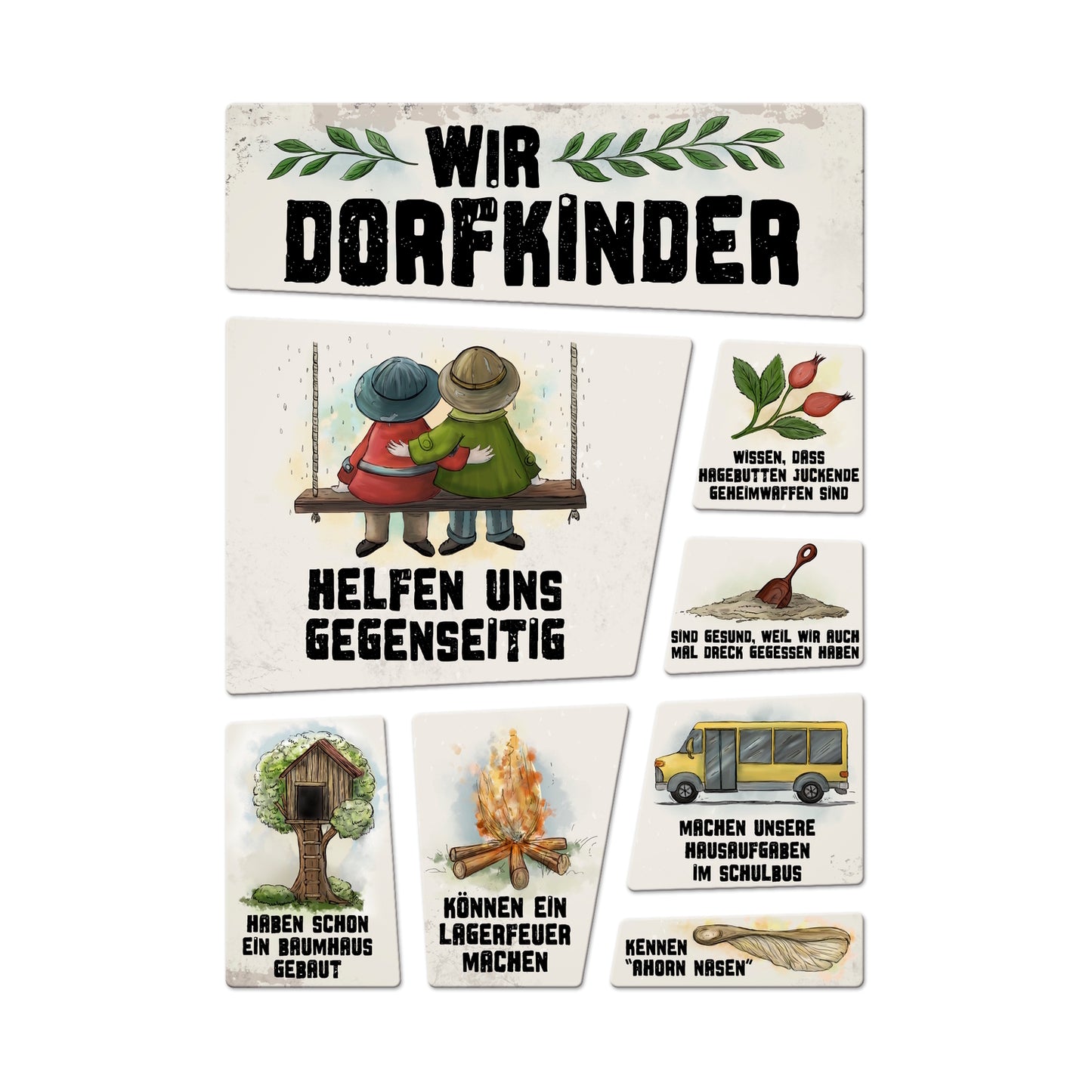 Wir Dorfkinder Kühlschrankmagnete im 8er Set