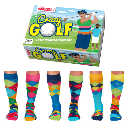 Crazy Golf Golfer Oddsocks Socken in 39-46 im 6er Set