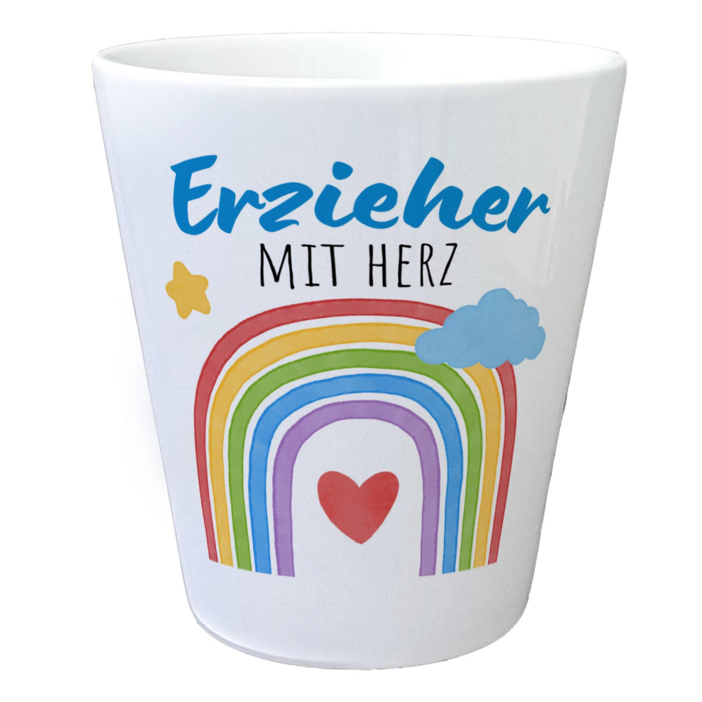 Regenbogen Blumentopf mit Spruch Erzieher mit Herz