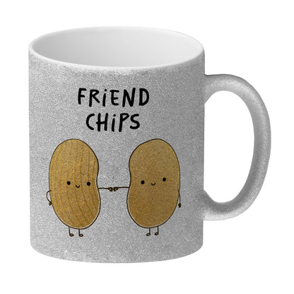 Chips Freundschaft Glitzer-Kaffeebecher mit Spruch Friendchips