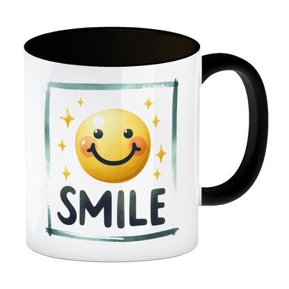 Smile Emoticon Kaffeebecher in schwarz