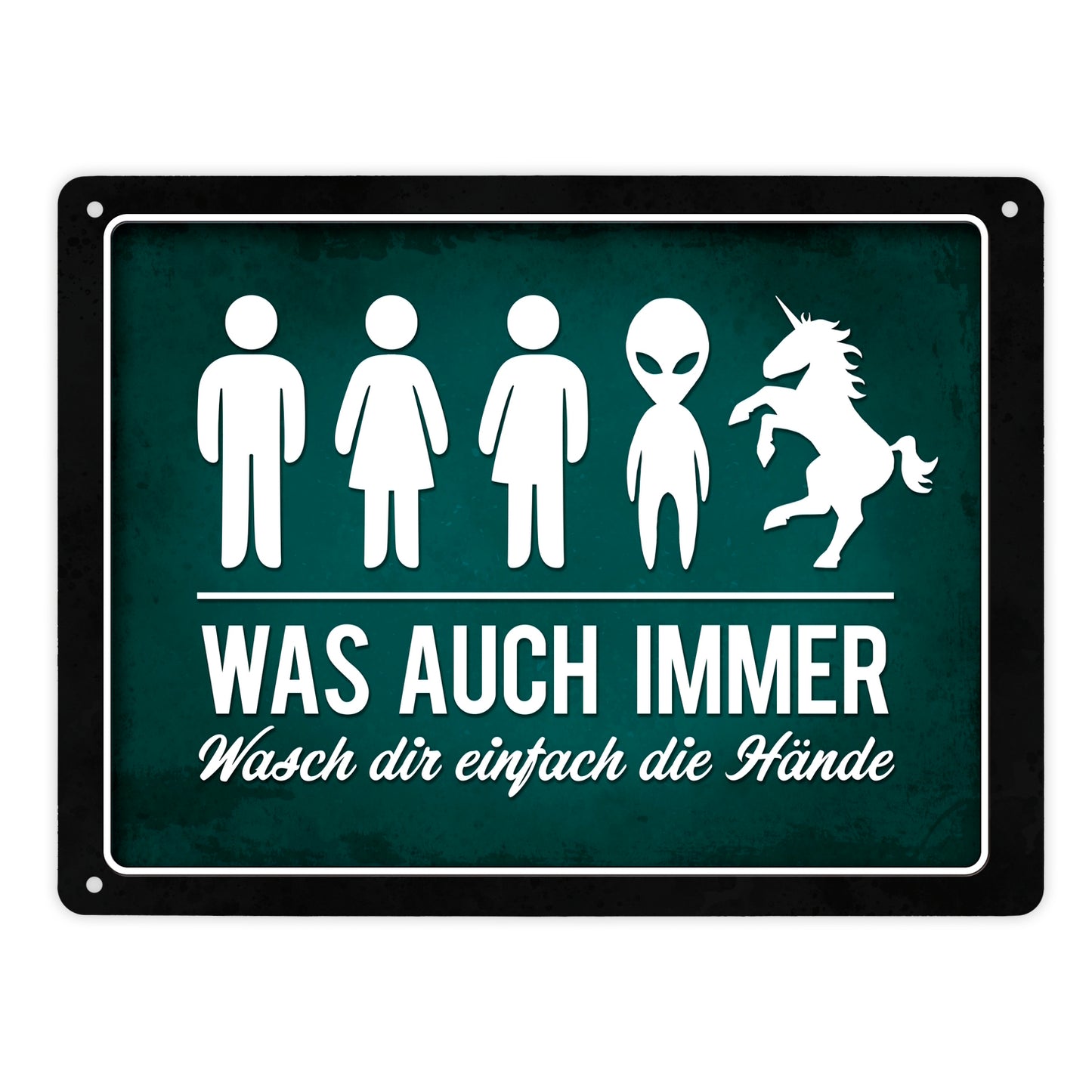 Metallschild XL mit Spruch: Was auch immer - Wasch dir ...