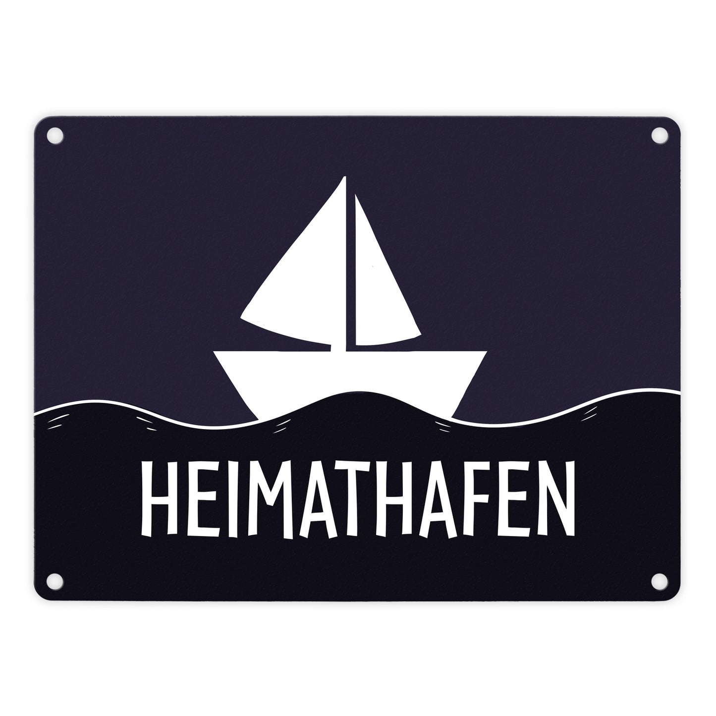 Heimathafen Metallschild mit Segelschiff