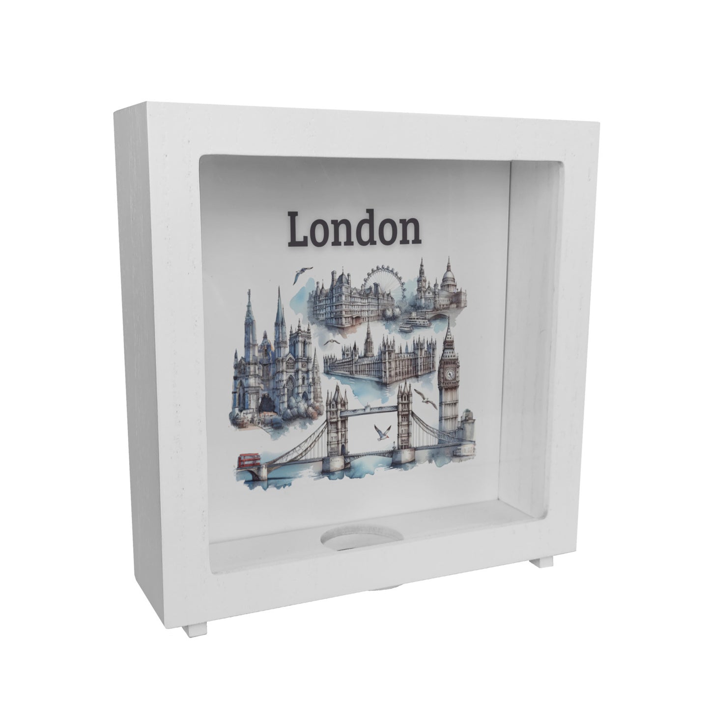 Skyline London Rahmen Spardose aus Holz