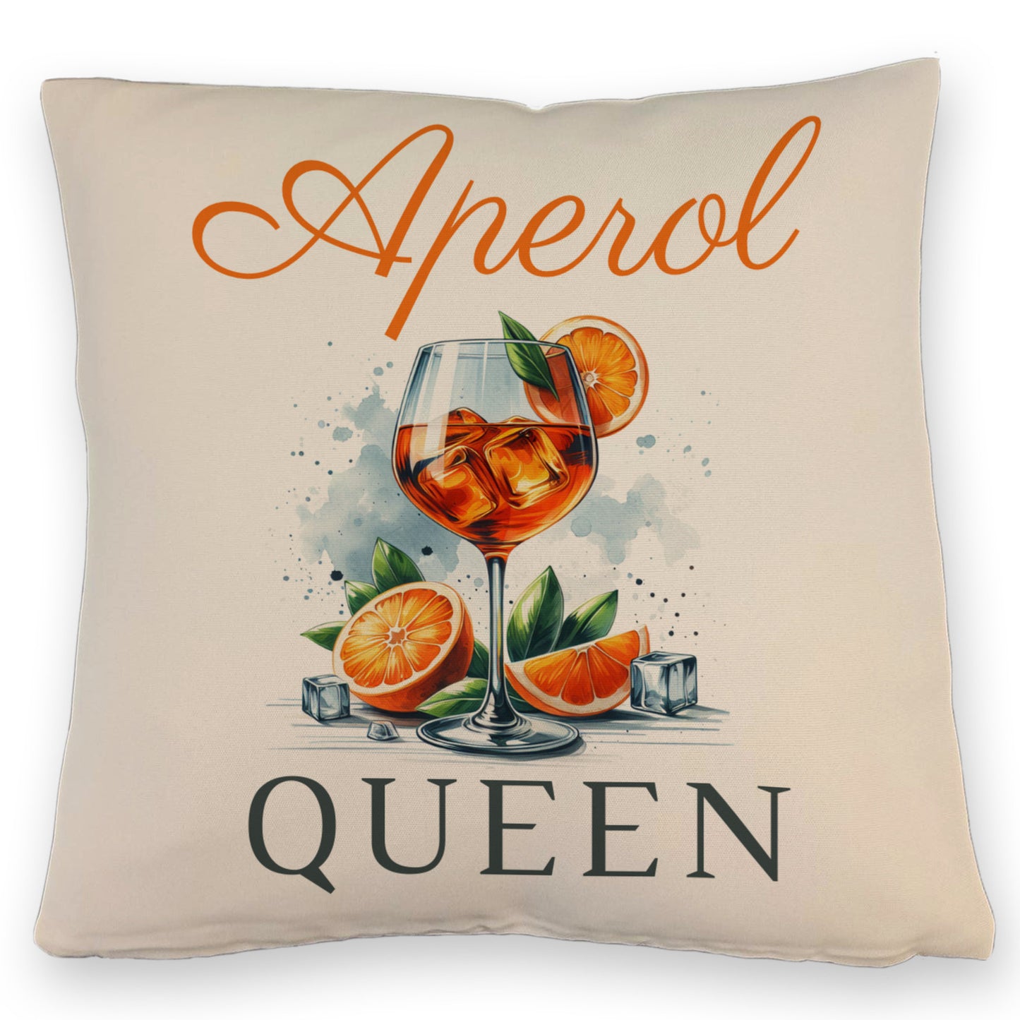 Aperol Queen Kissen mit Leinenoptik