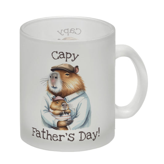 Capybara-Papa Aquarell-Optik Glas Tasse mit Spruch Capy Father's Day