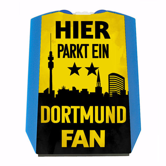 Hier parkt ein Dortmund Fan Parkscheibe in Vereinsfarben