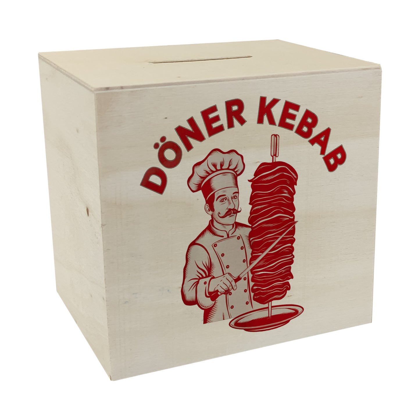 Döner Kebab Logo Trinkgeld Spardose aus Holz