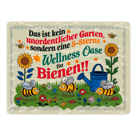 5-Sterne Wellness Oase für Bienen Metallschild XL in 21x28 cm