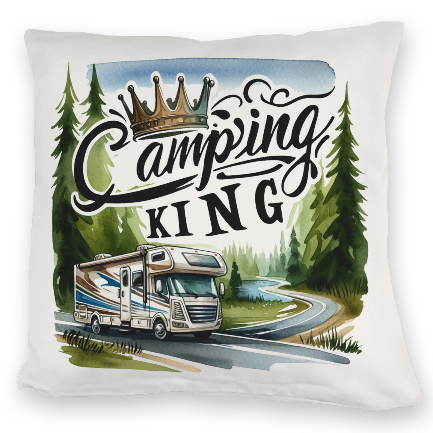 Camping King mit Wohnmobil Kuschelkissen mit Spruch Camping King