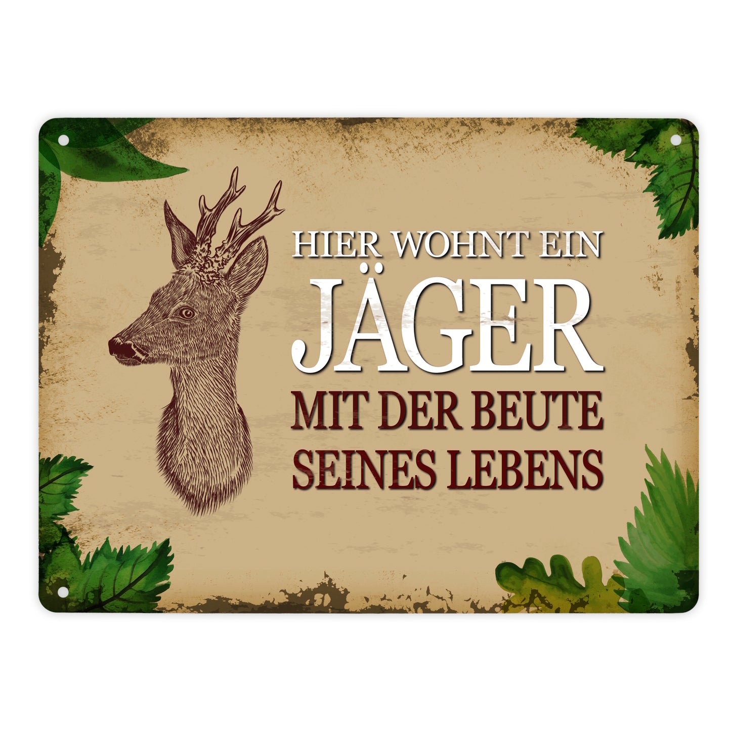 Metallschild XL mit Spruch: Hier wohnt ein Jäger - mit ...