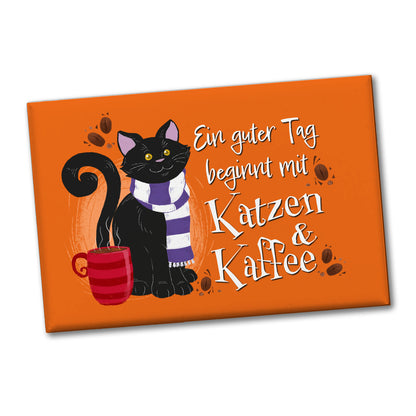 Ein guter Tag beginnt mit Katzen & Kaffee Souvenir Magnet