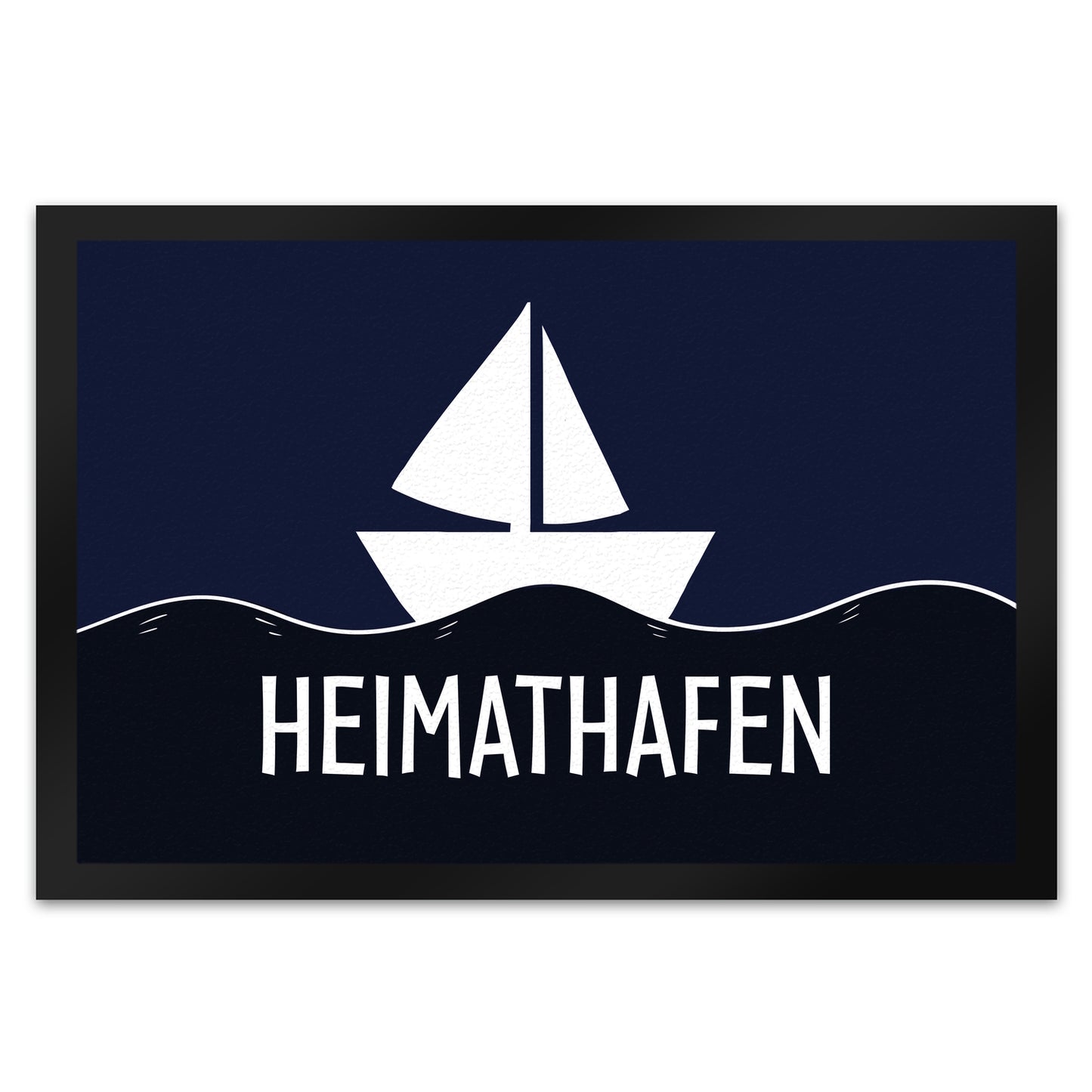 Heimathafen Fußmatte mit Schiff und Meeresmotiv