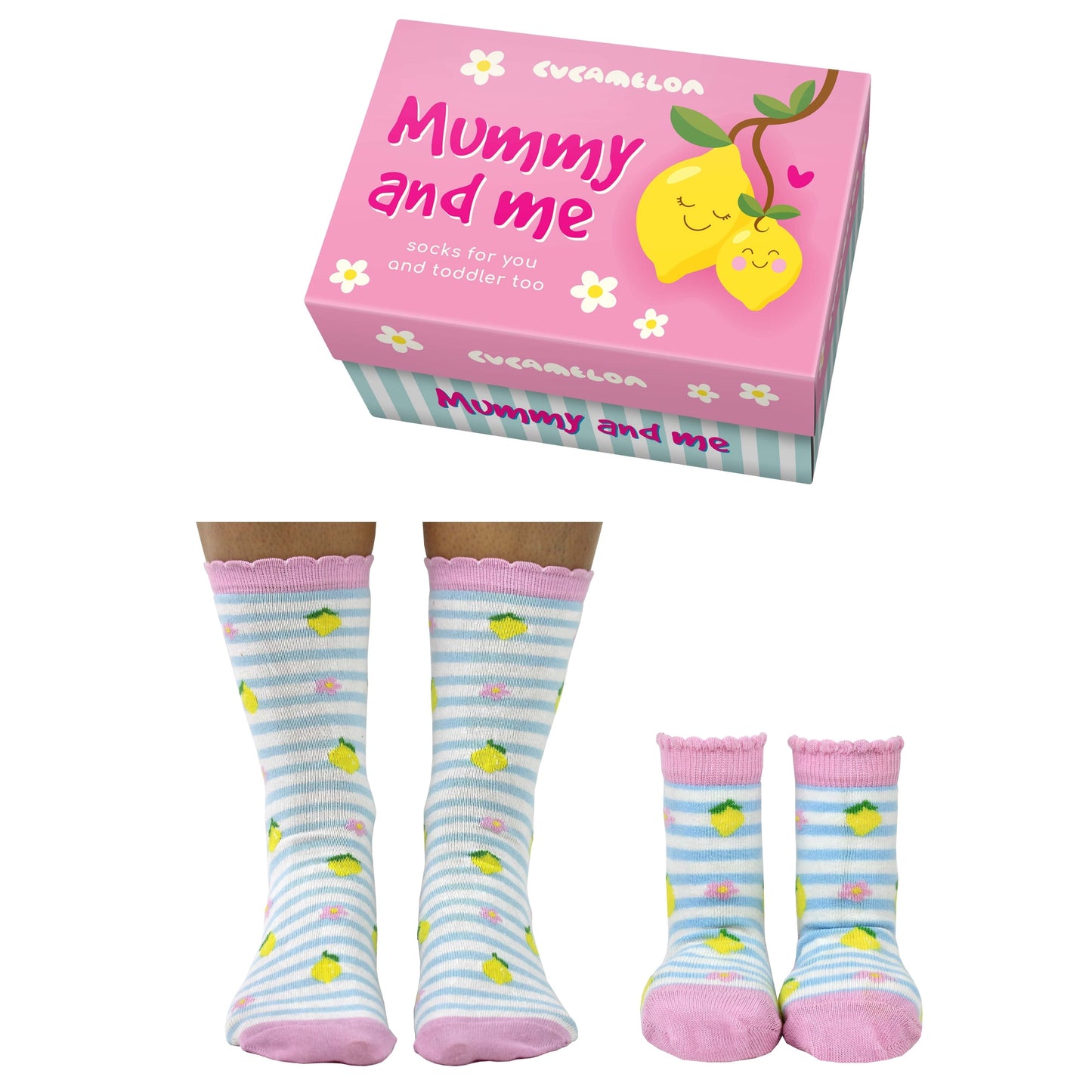 Mama und ich Cucamelon Zitronen Socken für Mutter und Kind (2 Paar)