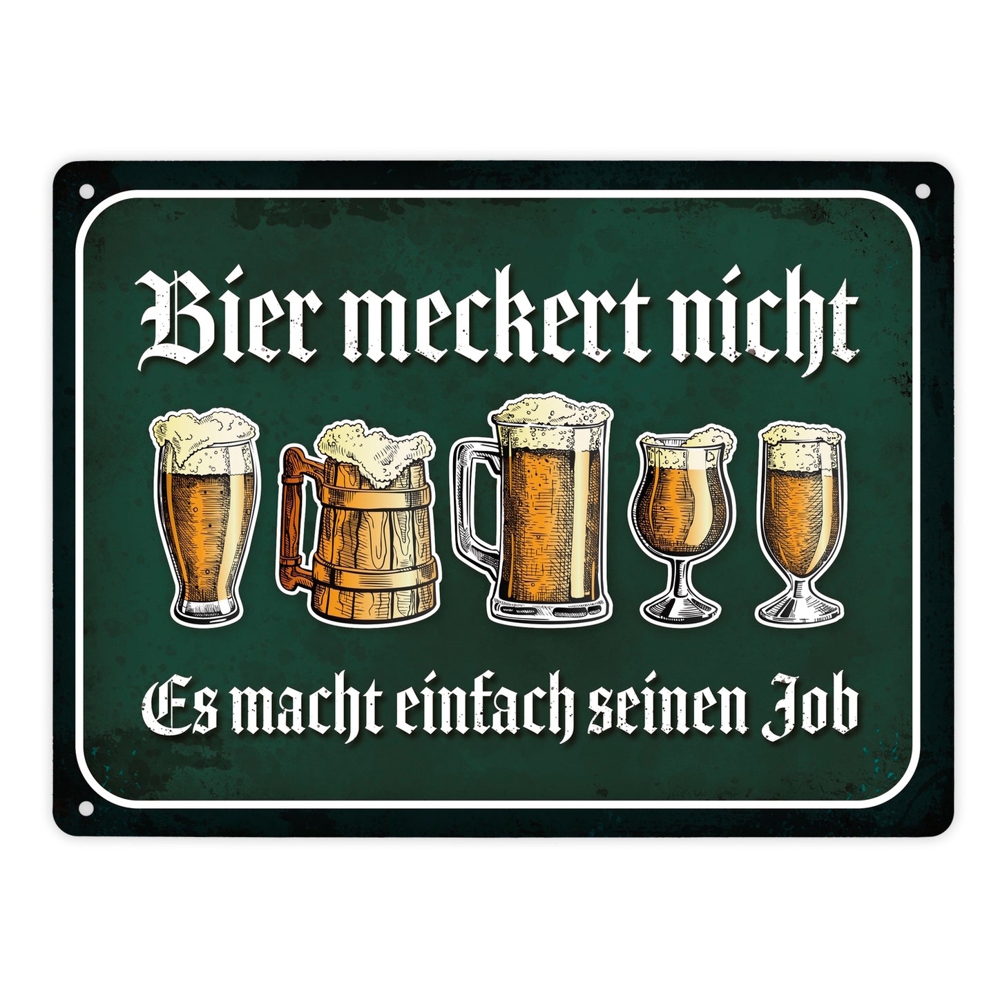 Metallschild XL mit Bier Motiv und Spruch: Bier meckert nicht - es macht ...