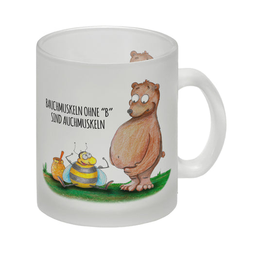 Bauchmuskeln ohne B Glas Tasse mit Biene und Bär Motiv