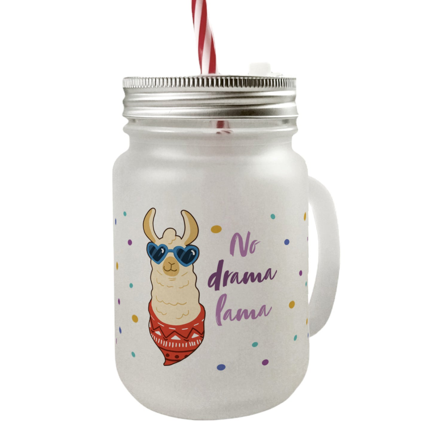 No drama lama Mason Jar Henkel Trinkglas mit Deckel coolem Lama