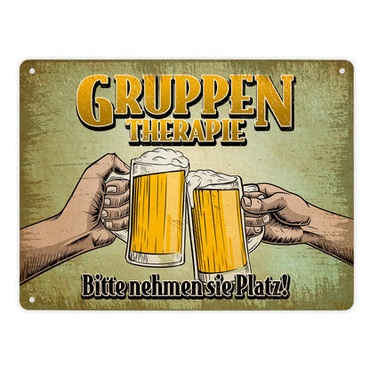 Gruppentherapie Bier Metallschild XL im trendigen Retrolook