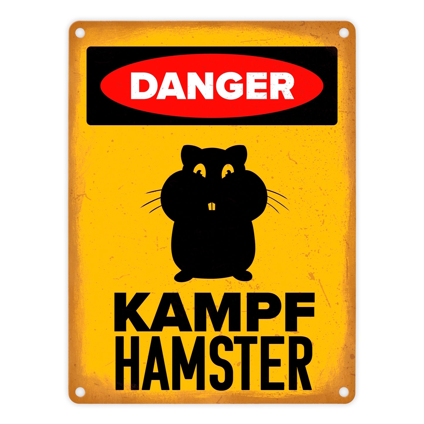 Danger Kampf Hamster Metallschild in 15x20 cm mit Hamster Silhouette