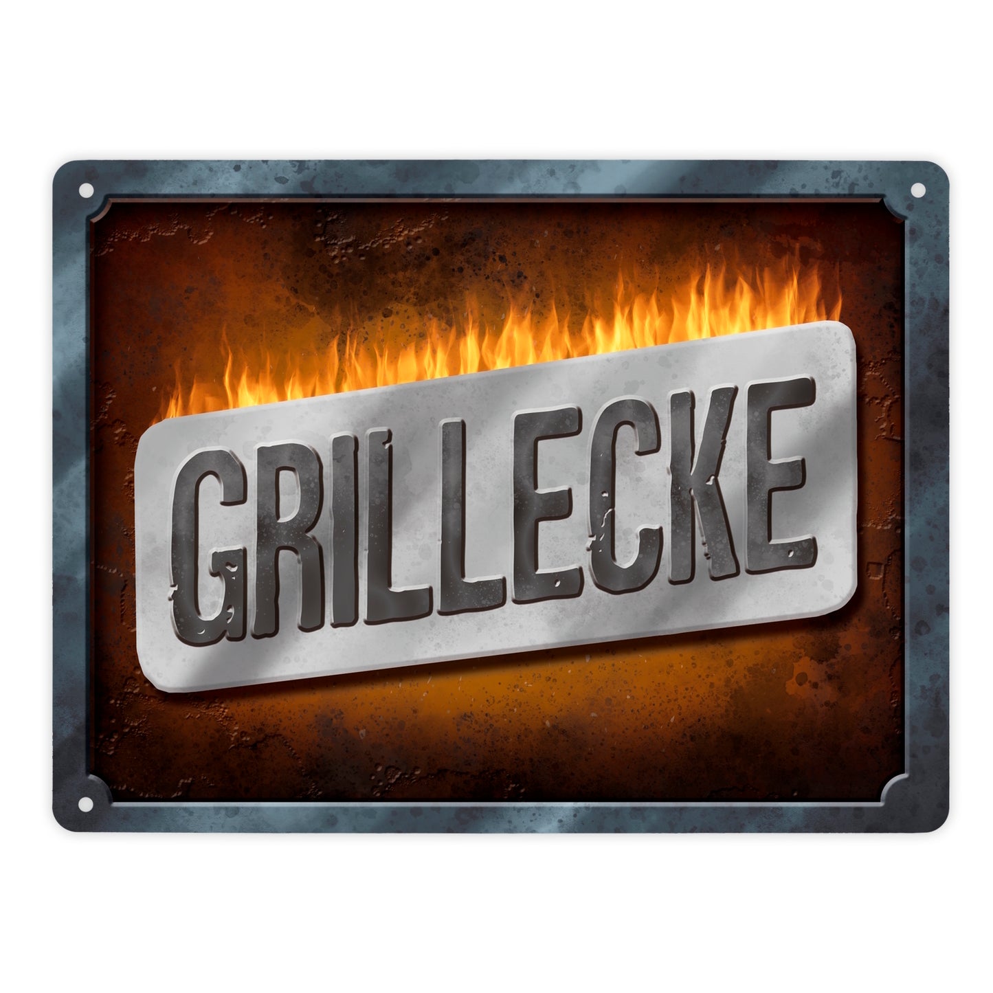 Metallschild XL mit Spruch: Grillecke