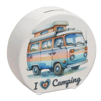 Campervan Spardose mit Spruch I love Camping