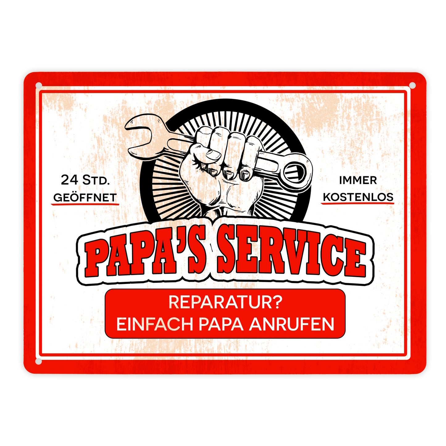 Papa's Service Metallschild XL in 21x28 cm mit Werkstattmotiv