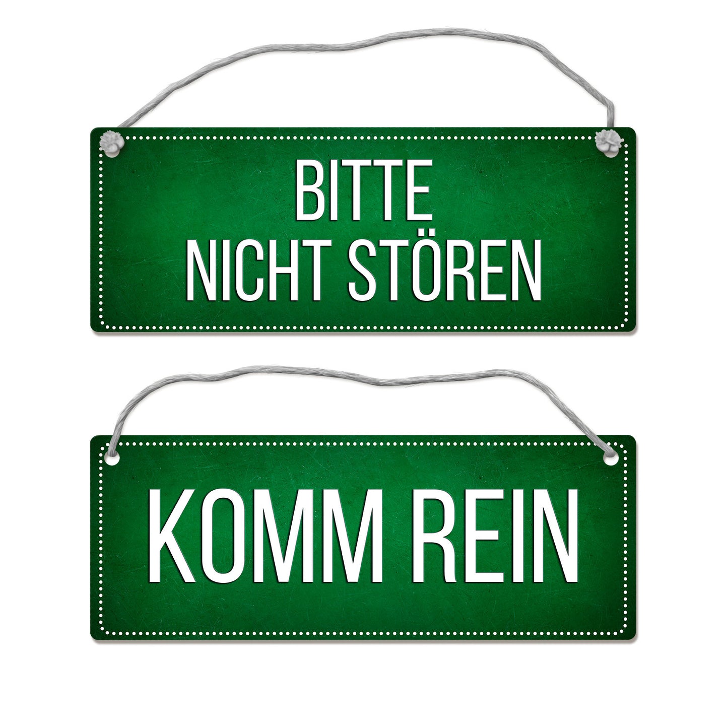 Grünes &quotBitte nicht stören - Komm rein&quot Wendeschild mit Kordel