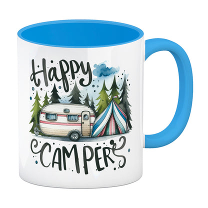 Happy Campers Wohnwagen Kaffeebecher in hellblau