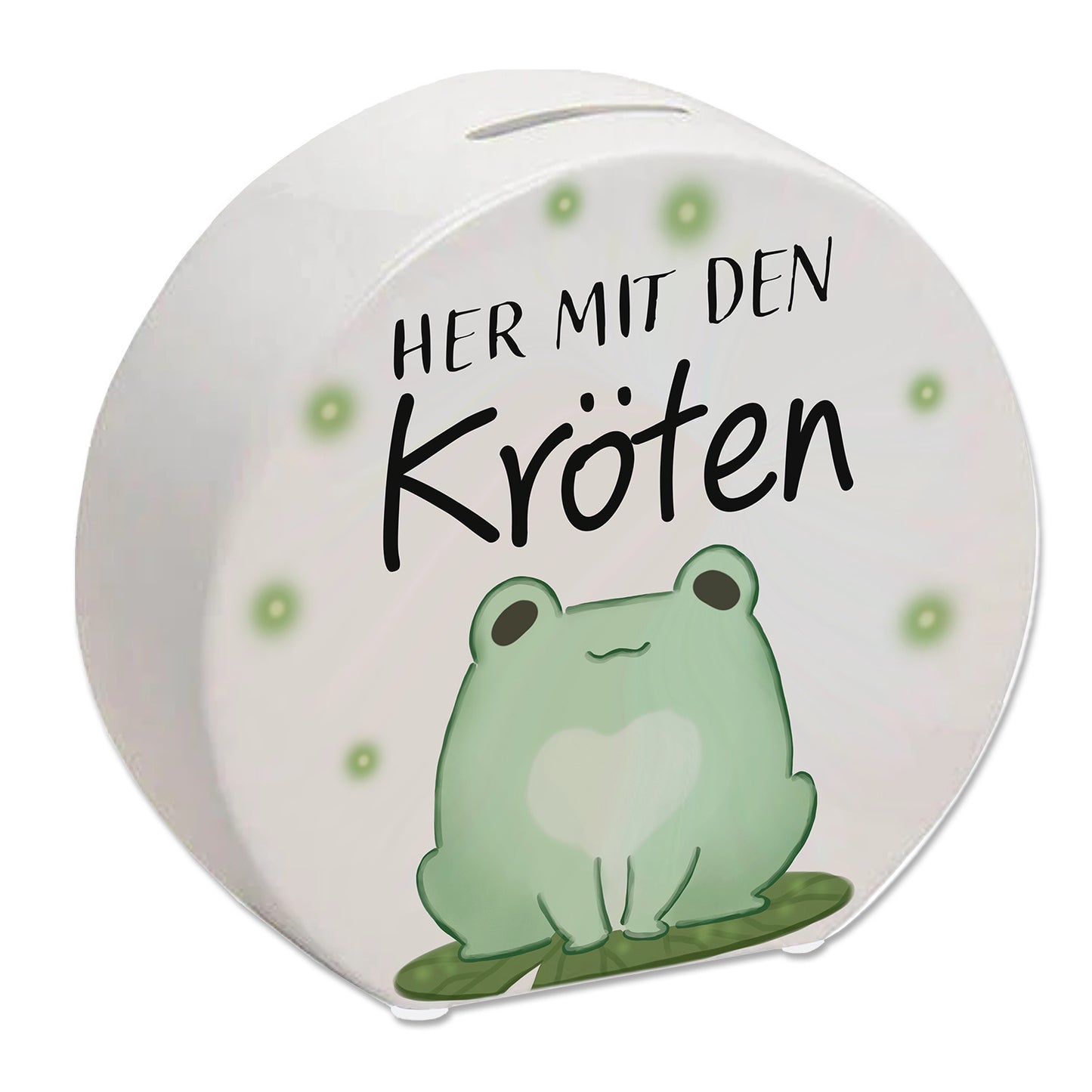 Frosch Spardose mit Spruch Her mit den Kröten