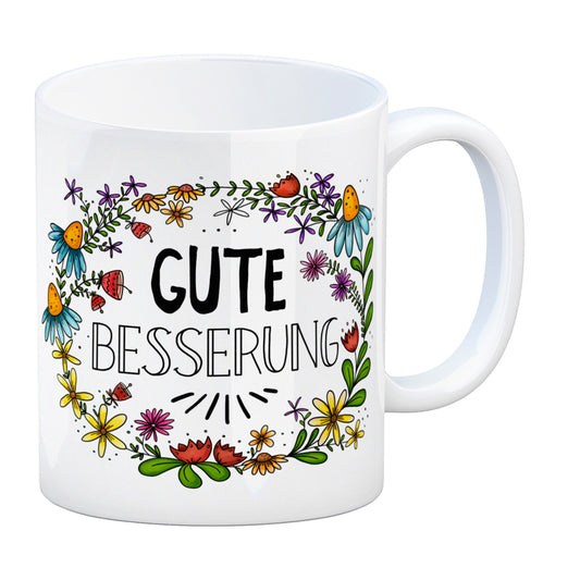 Gute Besserung Blumenkranz Kaffeebecher