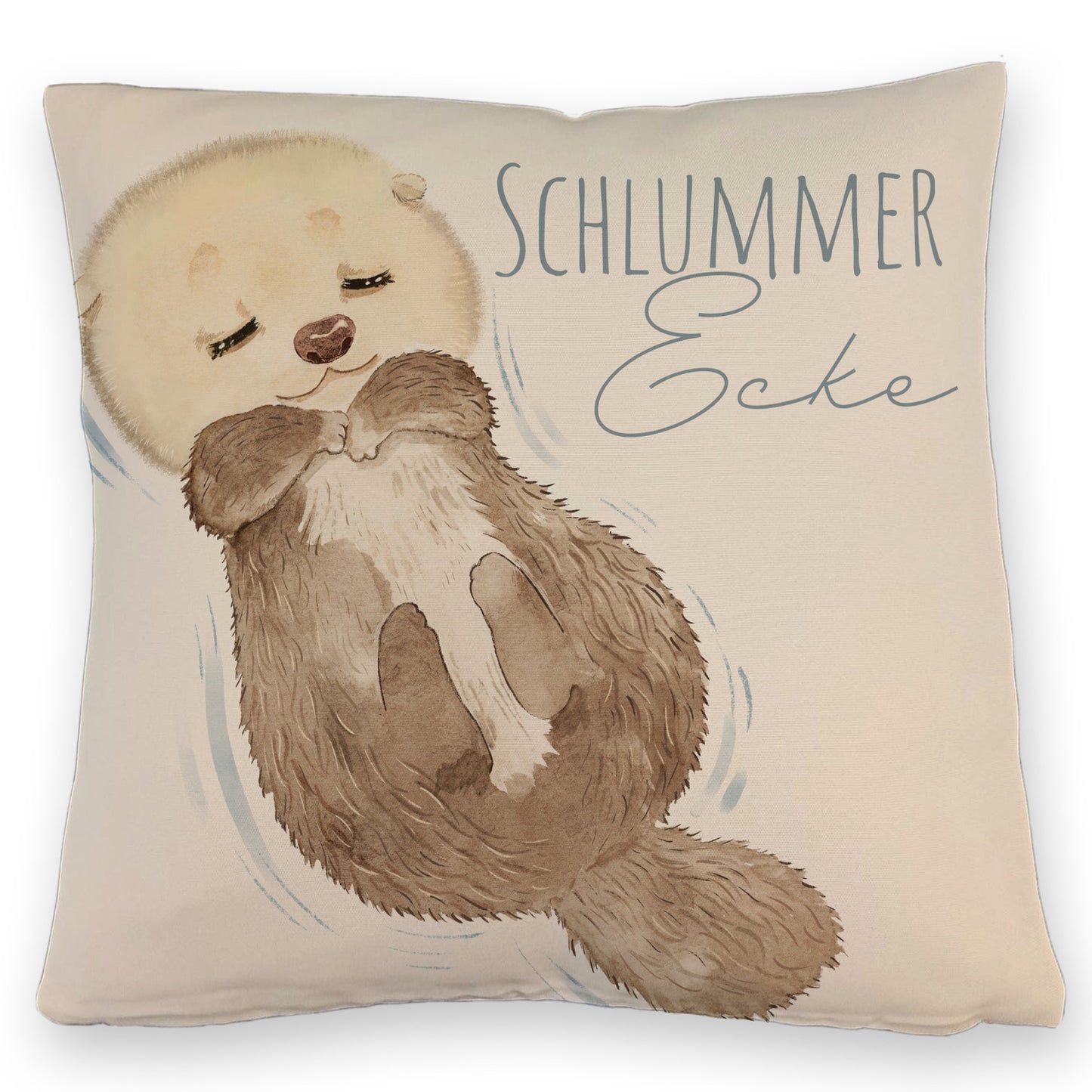 Otter Kissen mit Leinenoptik mit Spruch Schlummerecke