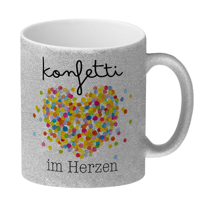 Konfetti im Herzen Karneval Geschenk Glitzer-Kaffeebecher