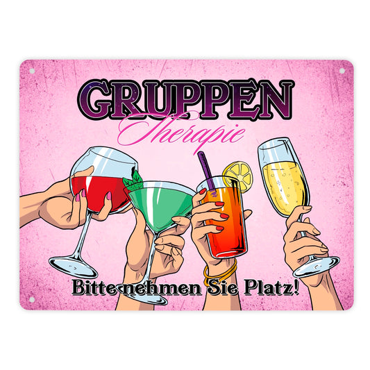 Gruppentherapie für Frauen Metallschild XL in 21x28 cm im trendigen Retrolook