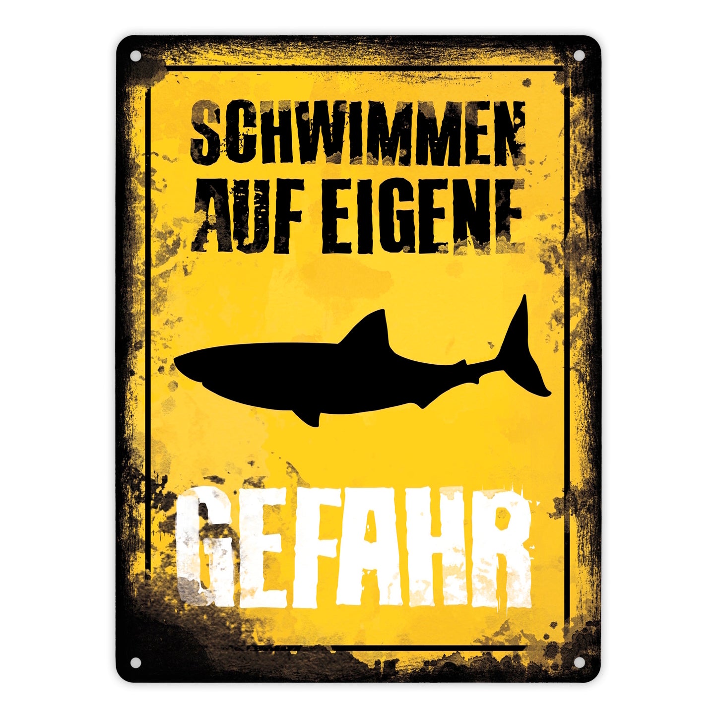 Schwimmen auf eigene Gefahr Metallschild XL in 21x28 cm für den Pool mit Hai