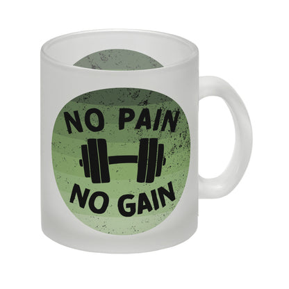 No pain no gain Fitness Glas Tasse mit Hantel