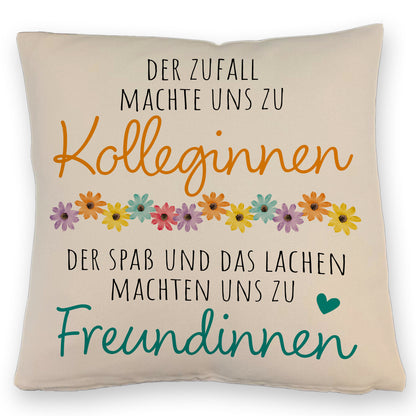 Beste Kollegin Kissen mit Leinenoptik mit Spruch Von Kolleginnen zu Freundinnen durch Spaß