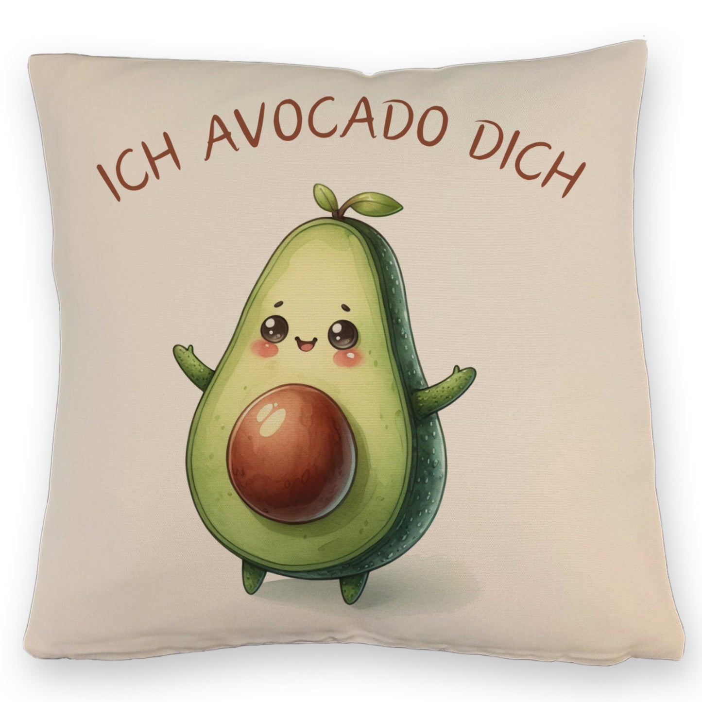 Avocado Kissen mit Leinenoptik mit Spruch Ich Avocado dich