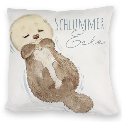 Otter Kuschelkissen mit Spruch Schlummerecke