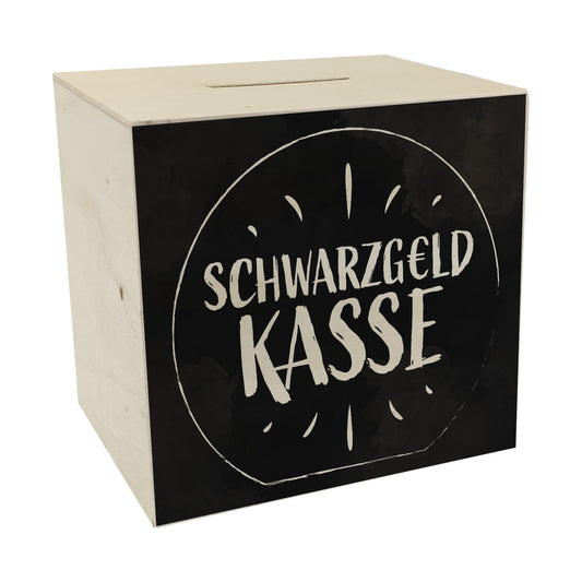 Spardose aus Holz für Taschengeld mit lustigem Spruch - Schwarzgeld Kasse