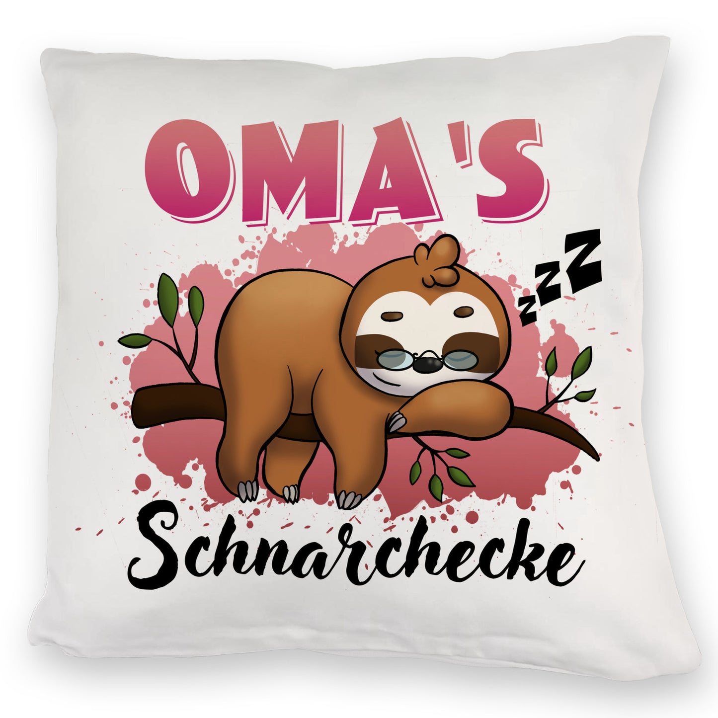 Faultier Kuschelkissen mit Spruch Oma's Schnarchecke