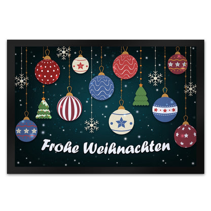 Frohe Weihnachten Fußmatte XL mit Christbaumkugeln Motiv