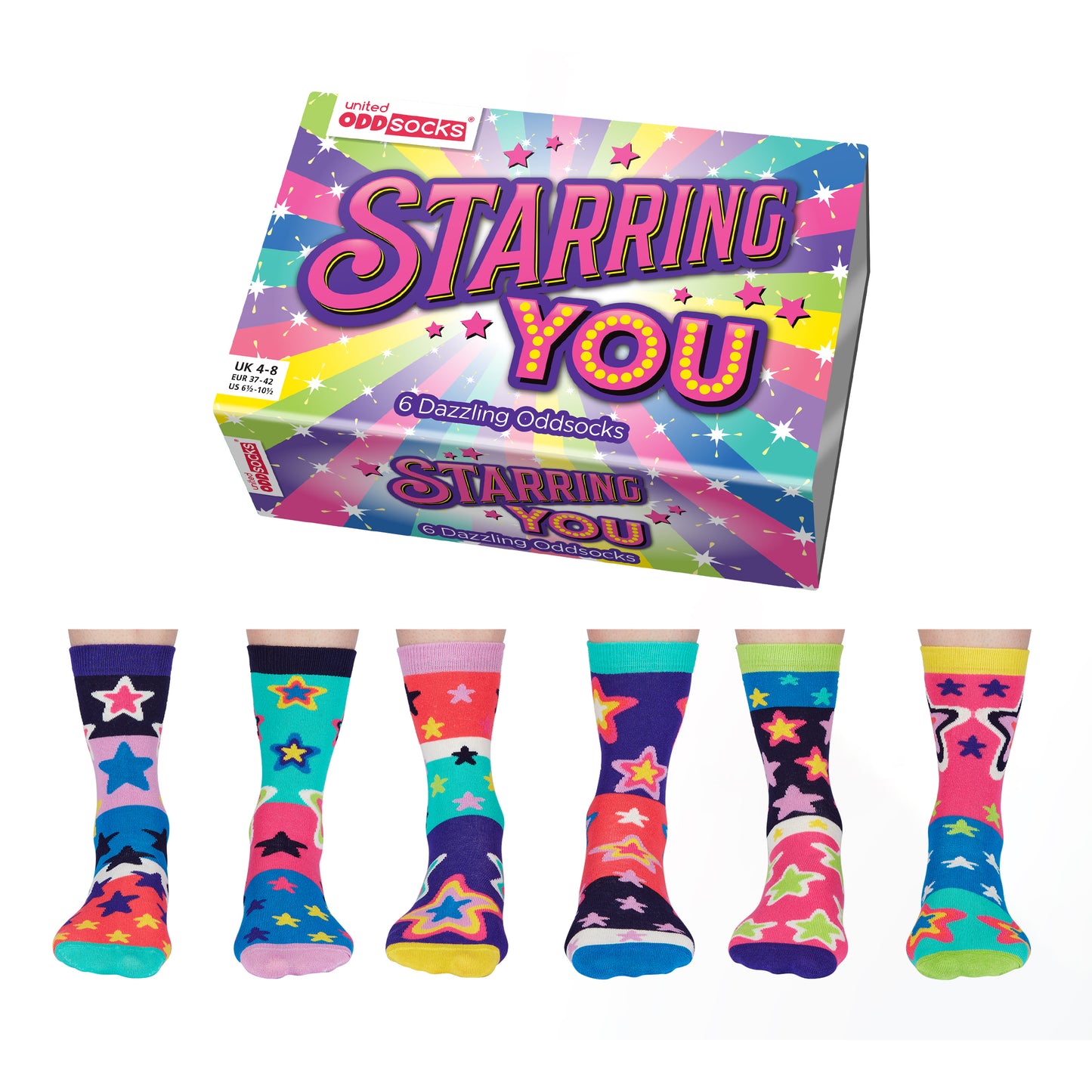 Starring You Sterne Oddsocks Socken in 37-42 im 6er Set